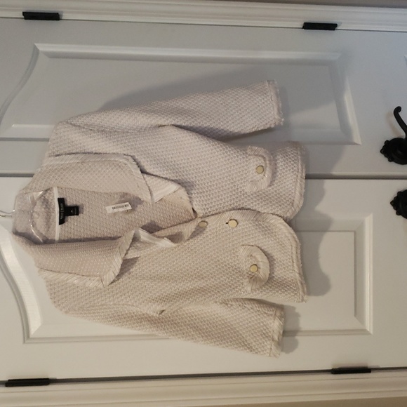 NWT White House Black Market cream tweed jacket size M - Picture 1 of 4